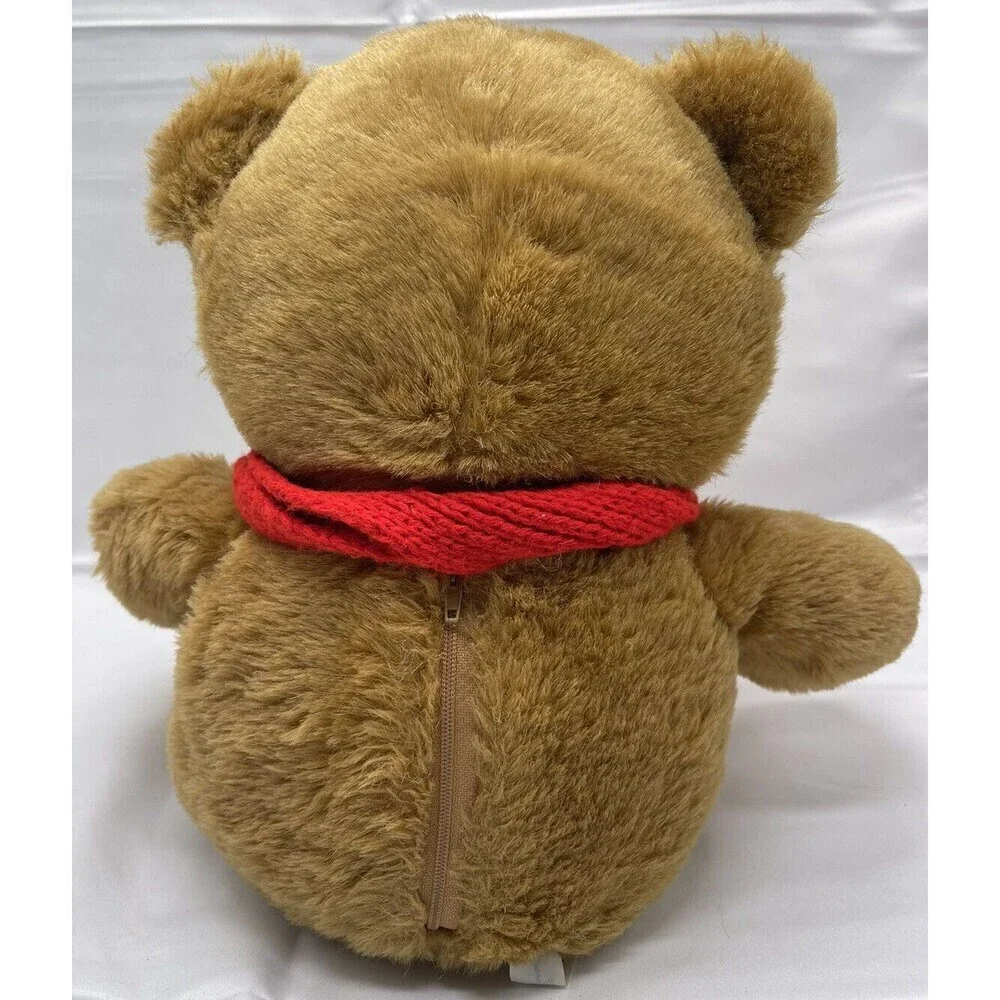 VINTAGE 1986 IPM BROWN MUSICAL CHRISTMAS TEDDY BEAR SCARF STUFFED ANIMAL 16
